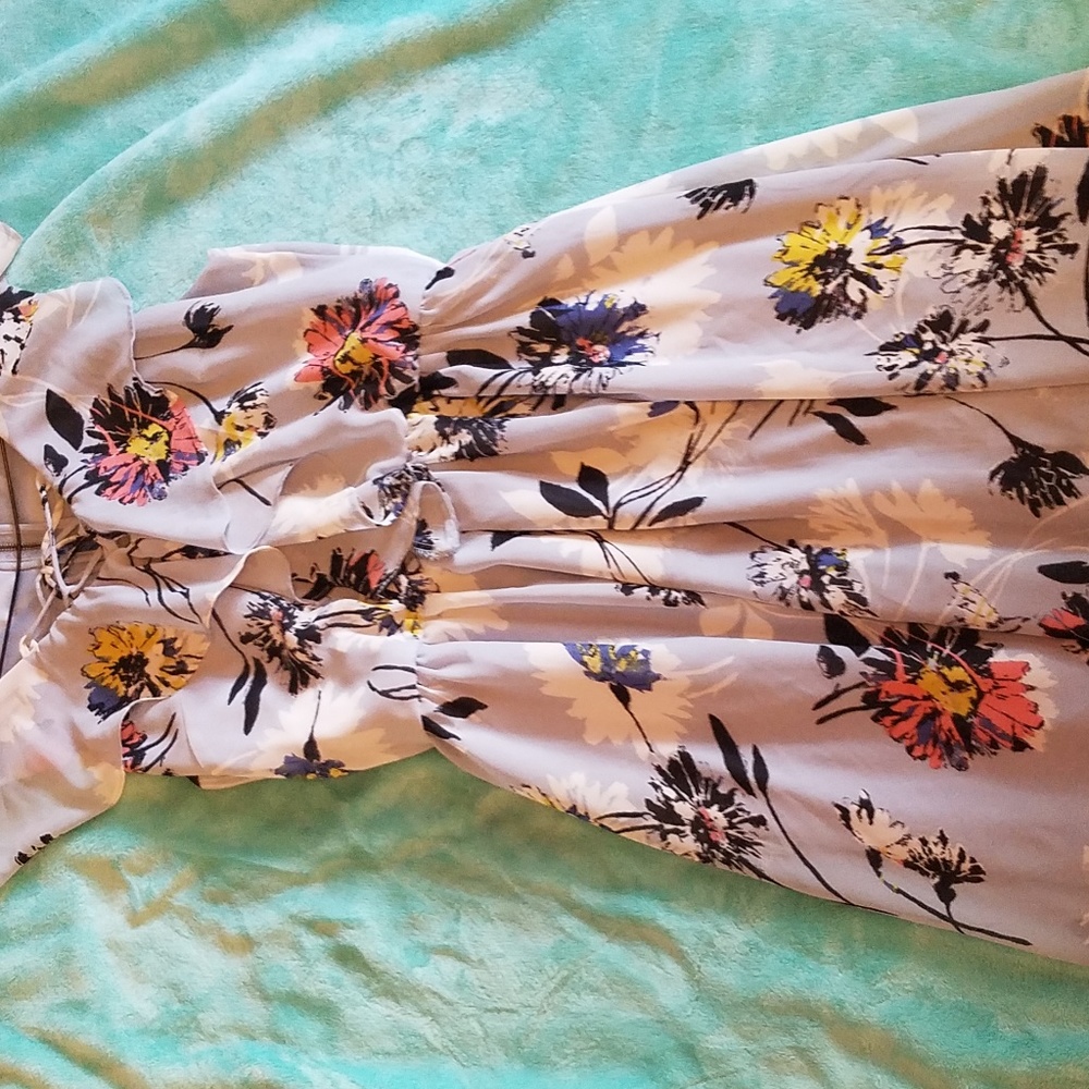 Blue Floral Tank Top Ruffle Dress